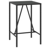Cumpara ieftin Masa de bar cu blat din sticla, negru, 70x70x110 cm, poliratan