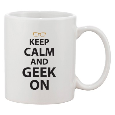 Cana alba personalizata &amp;#039;Keep calm and geek on&amp;#039;, INOVATIX&amp;reg;. 330ml foto