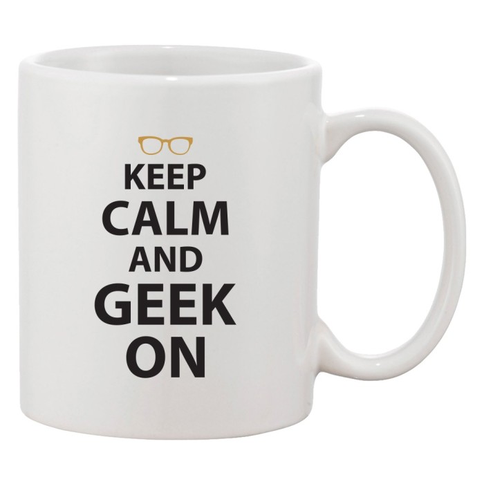 Cana alba personalizata &#039;Keep calm and geek on&#039;, INOVATIX&reg;. 330ml