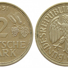 x567 GERMANIA FEDERALA 2 MARCI 1951 F DEUTSCHE MARK EF