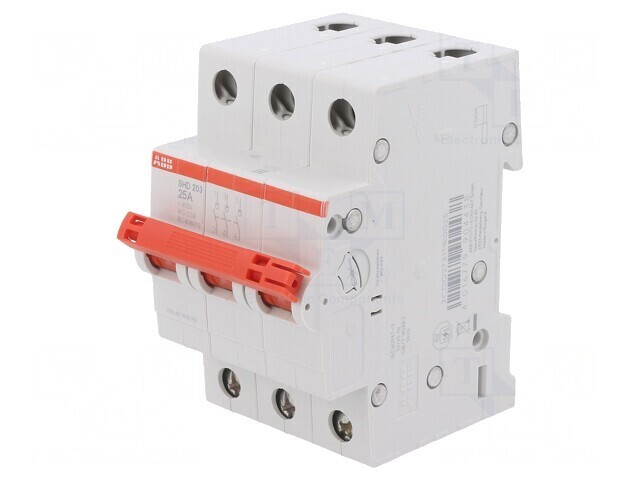 Separator-&icirc;ntrerupător 3 Poli pentru șină DIN 25A 415VAC
