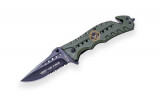 BRICEAG CU DESCHIDERE RAPIDA - 8 CM - SURVIVAL FOLDING - GREEN - AIRFORCE EMBLEM, JKR