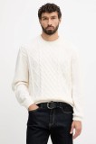 Armani Exchange pulover din amestec de l&acirc;nă culoarea bej, călduros, XM001331 AF13776