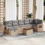 vidaXL Set canapele de grădină, 8 piese, cu perne, bej, poliratan 3325825