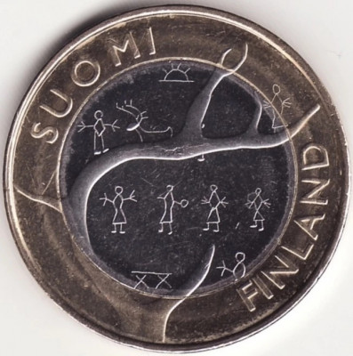 Moneda Finlanda - 5 Euro 2011 - Lapland - Rara foto