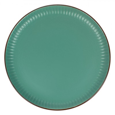 Farfurie Ceramică, Petrol, 26 cm, Model Reliefat, Margine Maro foto