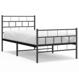 Cumpara ieftin Cadru pat metalic cu tablii de cap/picioare, negru, 90x190 cm