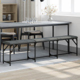 vidaXL Bancă de bucătărie, gri &icirc;nchis, 186x32x45 cm, oțel și textil 835225