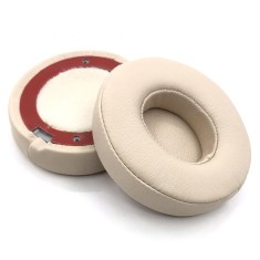 Set 2 bureti pentru casti Beats Solo 3, Solo 2 Wireless, On-Ear, Spuma cu memorie, Piele ecologica, Bej