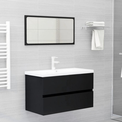 vidaXL Set mobilier de baie, negru, lemn prelucrat 3071595 foto