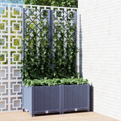 vidaXL Jardinieră de grădină cu spalier, albastru-gri, 80x40x136 cm, PP 318251 foto