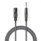Cablu XLR stereo Nedis XLR 3pini tata - Jack 6.3 mm tata 1.5m gri