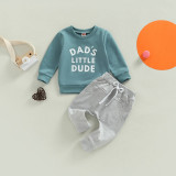 Compleu cu bluzita albastra pentru baietei - Dad&#039;s little dude (Marime