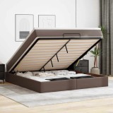 Cadru de pat otoman cu saltele maro 180x200cm piele artificială
