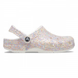 Saboți Crocs Classic Glitter Clog Alb - White/Multi