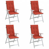vidaXL Perne scaun spătar &icirc;nalt, 4 buc. melanj roșu 120x50x4 cm textil