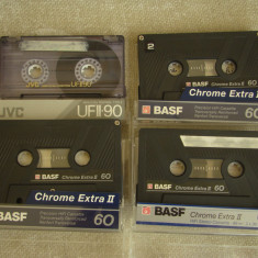 Lot 4 Casete JVC si BASF Chrome Extra II CrO2 - Inregistrate o singura data - 24