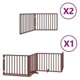 Cumpara ieftin Poarta caini pliabila cu usa 8 panouri maro 640 cm, lemn plop
