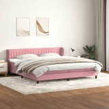 Cumpara ieftin Pat cu arcuri cu saltele roz 200x210 cm catifea