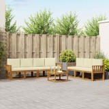 vidaXL Set de canapele de exterior cu pernă 8 pcs Natural și Crem 3366108