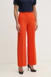 Sisley pantaloni femei, culoarea portocaliu, drept, high waist, 4KVXLF02I