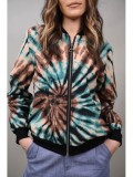 Geaca Aviator Tie Dye Multicoloră Ernica, S-M, Turcoaz, Maro, FashionLand, Italia, Poliester, Damă, Imprimeu Trendy
