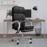 Scaun de birou rabatabil din piele artificială neagră
