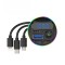 Incarcator Auto cu MP3 Player, Flippy, Port USB Fast Charge QC3.0 si Type C, PD 20W, Bluetooth, 3 Mufe de Incarcare, Negru