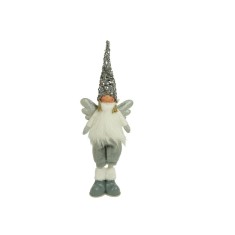 Ornament de craciun ingeras model 2, flippy, alb/gri, textil, 53 cm