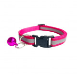 Zgarda reflectorizanta pentru caini si pisici, cu clopotel, reglabil 21-33 cm, roz