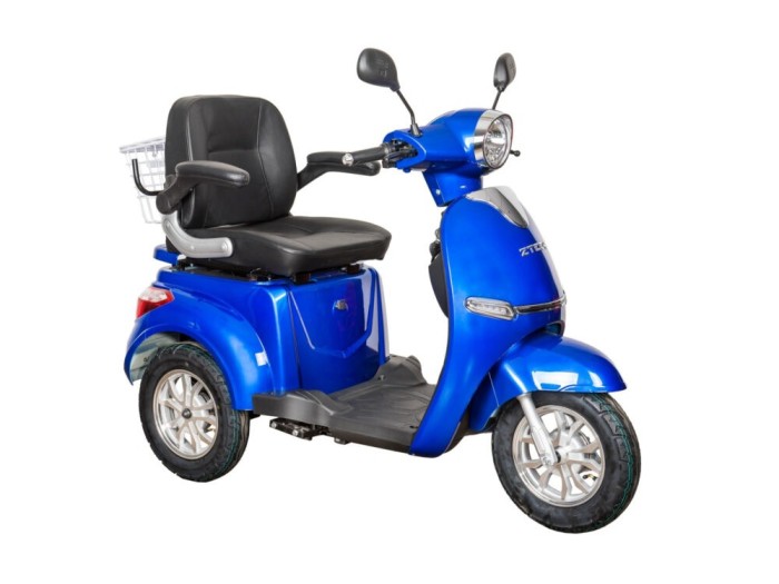 Triciclu electric ZT-15-K, motor 900W, 48V 20Ah, viteza 25km/h, autonomie 55km, nu necesita permis de conducere - Albastru