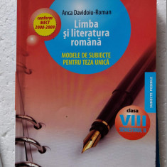 LIMBA SI LITERATURA ROMANA CLASA A VIII A SEMESTRUL II ANCA DAVIDOIU ROMAN