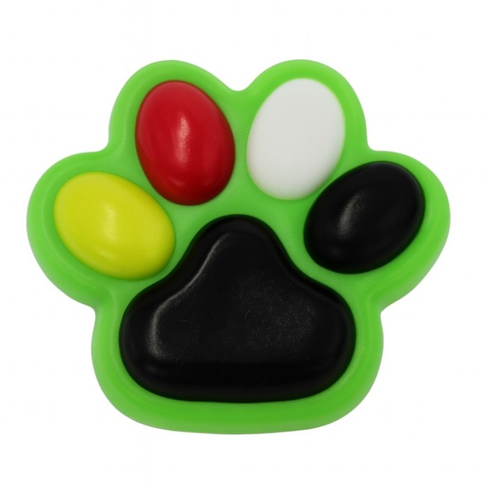 Jucarie antistres squishy, flippy, cu revenire lenta, labuta de pisica pufoasa, 8.5 x 7.5 cm, ambalaj transparent, verde negru