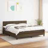 Cumpara ieftin Pat box spring cu saltea, maro &icirc;nchis, 160x200 cm, textil