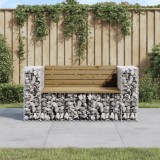 VidaXL Bancă grădină, design gabion, 143x71x65,5cm, lemn pin impregnat