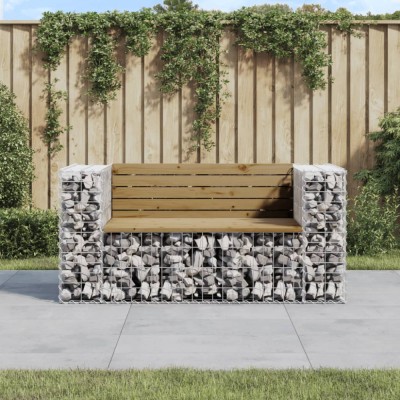 vidaXL Bancă grădină, design gabion, 143x71x65,5cm, lemn pin impregnat 834379 foto