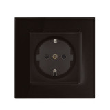 GERMAN TYPE SOCKET 16A GLASS FRAME BLACK, Elmark