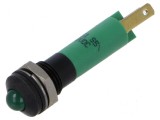 Lampă LED convexă verde 12VDC &Oslash;8mm IP67 5mm