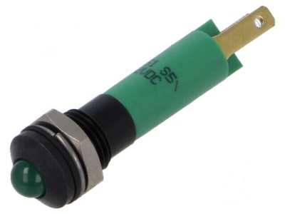 Lampă LED convexă verde 12VDC &amp;Oslash;8mm IP67 5mm foto
