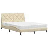 Cumpara ieftin Pat cu saltea, crem, 140x200 cm, material textil