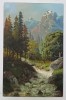 PEISAJ MONTAN , PICTURA REPRODUSA , CROMOLITOGRAFIE , CARTE POSTALA ILUSTRATA , CLASICA , DATATA 1902