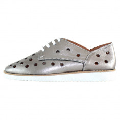 Pantofi casual dama piele naturala - Dogati shoes argintiu - Marimea 37