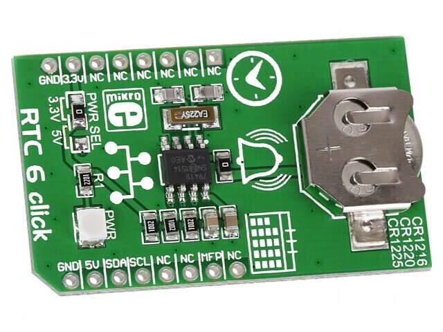 RTC6 CLICK - Placă Prototip cu RTC I2C MCP79410 și Mufă mikroBUS