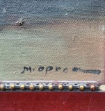 Vas cu crizanteme - Semnat M. Oprean