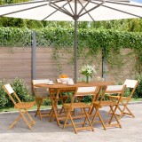 Gossi scaune de gradina pliabile 6 buc., textil alb crem/lemn masiv