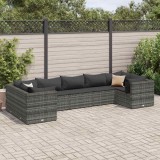 Cumpara ieftin Set mobilier de grădină cu perne, 7 piese, gri, poliratan