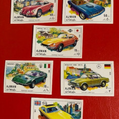 AJMAN, AUTOMOBILE - SERIE COMPLETĂ MNH IMPERF.