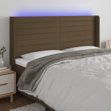 VidaXL Tăblie de pat cu LED, maro &icirc;nchis, 163x16x118/128 cm, textil