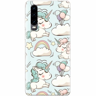 Husa silicon pentru Huawei P30, Unicorns And Clouds foto