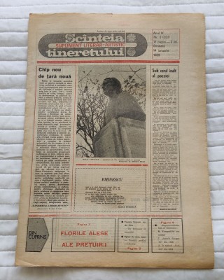 SC&amp;Acirc;NTEIA TINERETULUI - supliment literar-artistic (14 ianuarie 1989) Nr. 2 foto